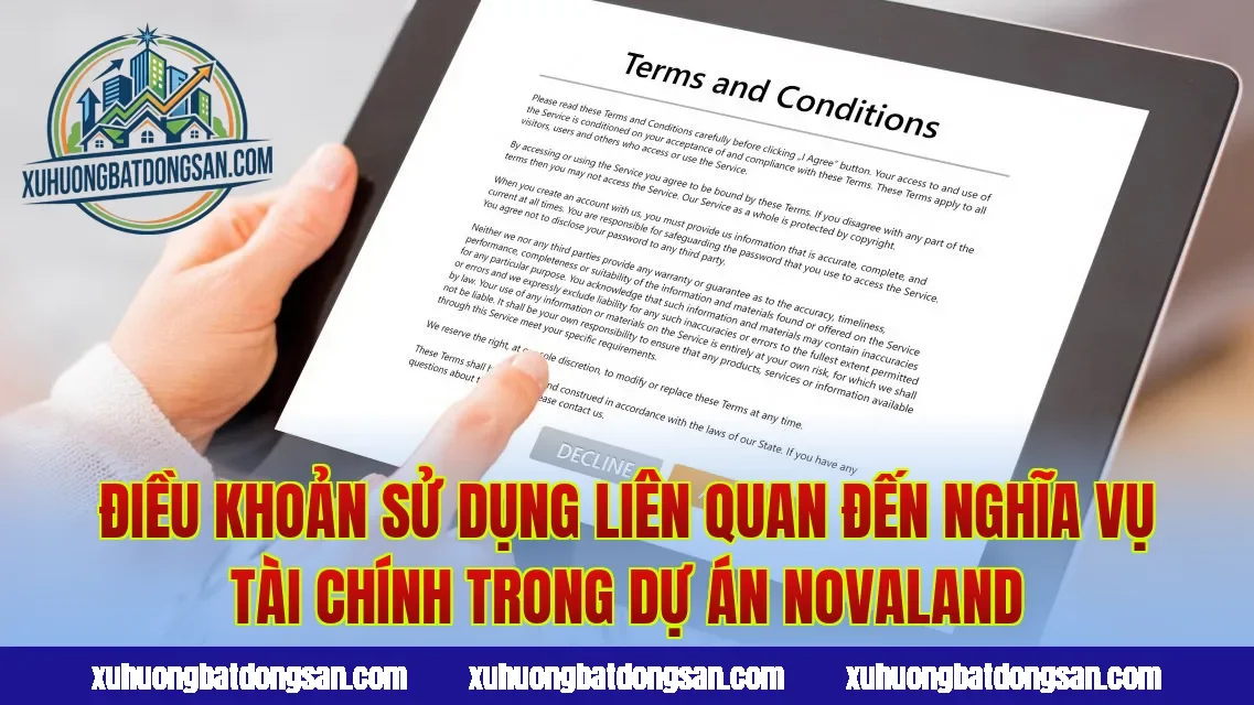 Điều khoản sử dụng liên quan đến nghĩa vụ tài chính trong dự án Novaland